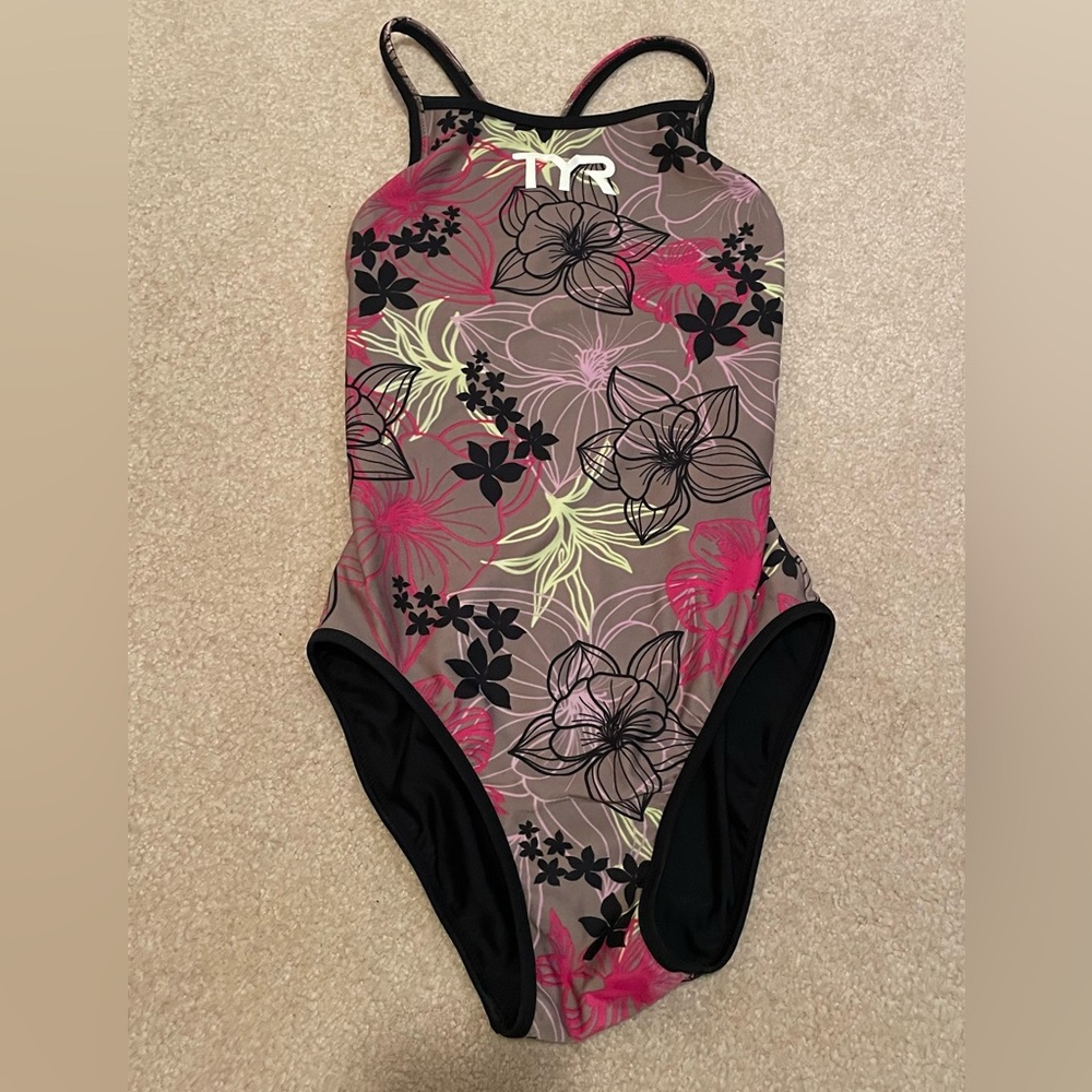 TYR Women’s Reversible Floral One-Piece Swimsuit in Pink, Black, Gray